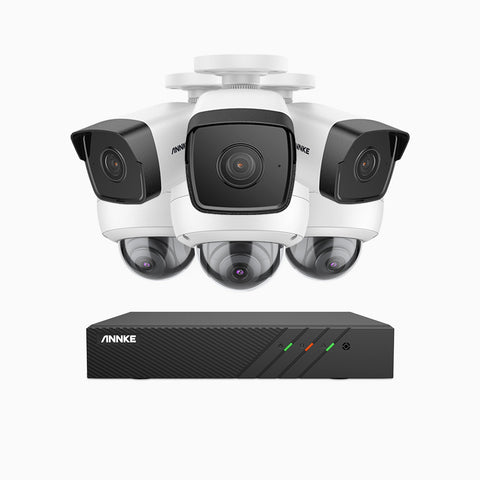H500 - 3K 8 Channel PoE Security System with 3 Bullet & 3 Dome Cameras, EXIR 2.0 Night Vision, Built-in Mic & SD Card Slot, RTSP Supported, Works with Alexa ,IP67 Waterproof, RTSP Supported