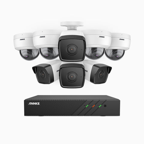 H500 - 3K 8 Channel PoE Security System with 4 Bullet & 4 Dome Cameras, EXIR 2.0 Night Vision, Built-in Mic & SD Card Slot, RTSP Supported, Works with Alexa ,IP67 Waterproof, RTSP Supported