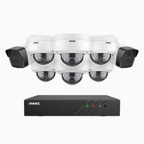 H500 - 3K 8 Channel PoE Security System with 2 Bullet & 6 Dome Cameras, EXIR 2.0 Night Vision, Built-in Mic & SD Card Slot, RTSP Supported, Works with Alexa ,IP67 Waterproof, RTSP Supported
