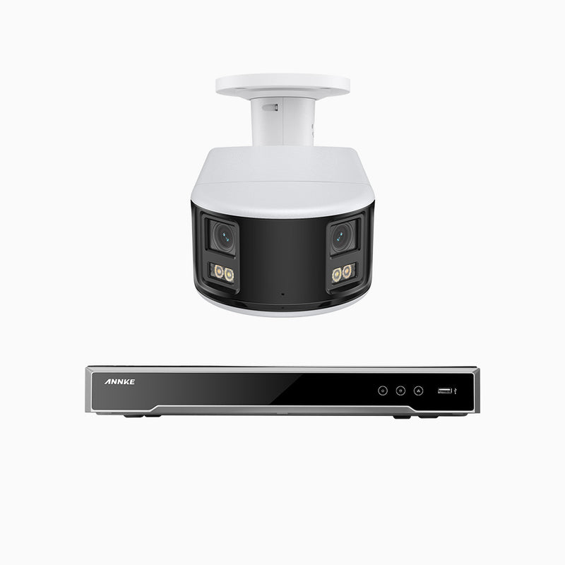 NightChroma<sup>TM</sup> NDK800 – 4K 8 Channel 1 Panoramic Dual Lens Camera PoE Security System, f/1.0 Super Aperture, Acme Color Night Vision, Active Siren and Strobe, Human & Vehicle Detection, 2CH 4K Decoding Capability, Built-in Mic