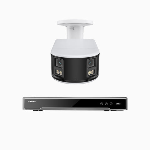 NightChroma<sup>TM</sup> NDK800 – 4K 8 Channel 1 Panoramic Dual Lens Camera PoE Security System, f/1.0 Super Aperture, Acme Color Night Vision, Active Siren and Strobe, Human & Vehicle Detection, 2CH 4K Decoding Capability, Built-in Mic