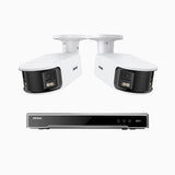 NightChroma<sup>TM</sup> NDK800 – 4K 8 Channel 2 Panoramic Dual Lens Cameras PoE Security System, f/1.0 Super Aperture, Acme Color Night Vision, Active Siren and Strobe, Human & Vehicle Detection, 2CH 4K Decoding Capability, Built-in Mic ,Two-Way Audio - Bullet / NO  HDD