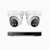 H800X - 4K 8 Channel 2 Cameras PoE Security System, 1/1.8'' BSI Sensor, f/1.6 Aperture (0.003 Lux), Siren & Strobe Alarm,Two-Way Audio, Human & Vehicle Detection, Perimeter Protection, Works with Alexa, All-Metal Housing