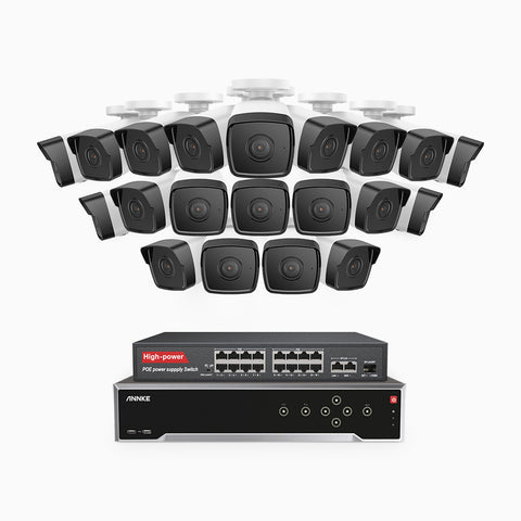 H500 - 5MP 32 Channel 20 Cameras PoE Security System, EXIR 2.0 Night Vision, Built-in Mic & SD Card Slot, Works with Alexa, 16-Port PoE Switch Included ,IP67 Waterproof, RTSP Supported