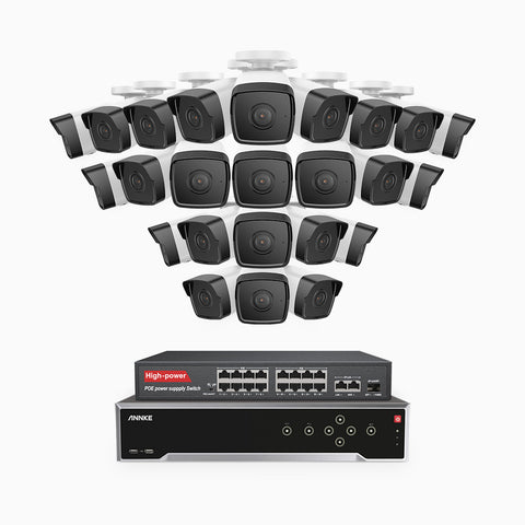 H500 - 5MP 32 Channel 24 Cameras PoE Security System, EXIR 2.0 Night Vision, Built-in Mic & SD Card Slot, Works with Alexa, 16-Port PoE Switch Included ,IP67 Waterproof, RTSP Supported