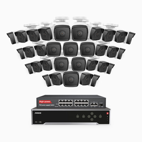 H500 - 5MP 32 Channel 32 Cameras PoE Security System, EXIR 2.0 Night Vision, Built-in Mic & SD Card Slot, Works with Alexa, 16-Port PoE Switch Included ,IP67 Waterproof, RTSP Supported
