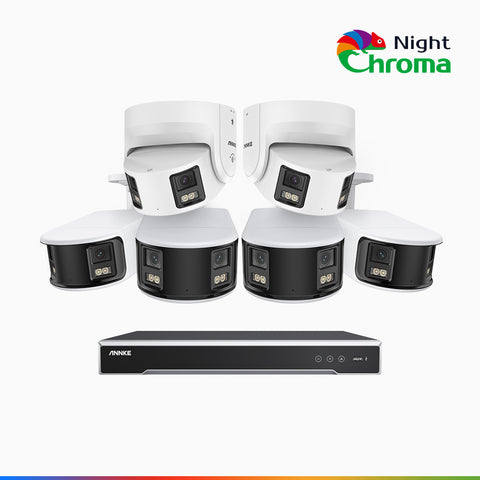 NightChroma<sup>TM</sup> NDK800 – 4K 16 Channel Panoramic Dual Lens PoE Security System with 4 Bullet & 2 Turret Cameras, f/1.0 Super Aperture, Acme Color Night Vision, Active Siren and Strobe, Human & Vehicle Detection, Built-in Mic ,Two-Way Audio