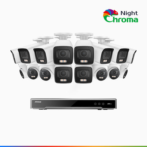 NightChroma<sup>TM</sup> NCK800 – 4K 16 Channel PoE Security System with 10 Bullet & 6 Turret Cameras, f/1.0 Super Aperture, Color Night Vision, 2CH 4K Decoding Capability, Human & Vehicle Detection, Intelligent Behavior Analysis, Built-in Mic, 124° FoV