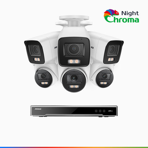 NightChroma<sup>TM</sup> NCK800 – 4K 16 Channel PoE Security System with 3 Bullet & 3 Turret Cameras, f/1.0 Super Aperture, Color Night Vision, 2CH 4K Decoding Capability, Human & Vehicle Detection, Intelligent Behavior Analysis, Built-in Mic, 124° FoV