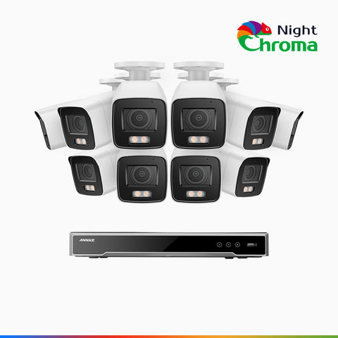 NightChroma<sup>TM</sup> NCK800 – 4K 16 Channel 10 Cameras PoE Security System, f/1.0 Super Aperture, Color Night Vision, 2CH 4K Decoding Capability, Human & Vehicle Detection, Intelligent Behavior Analysis, Built-in Mic, 124° FoV,