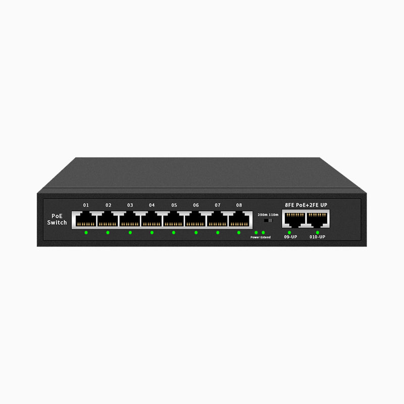 8-Port Gigabit Ethernet PoE Switch with Metal Casing, Desktop or Wall Mount