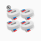 Fire Rated 4-Pack 100% UL-Certified 30 m/100 ft All-in-One BNC Video Power Cables